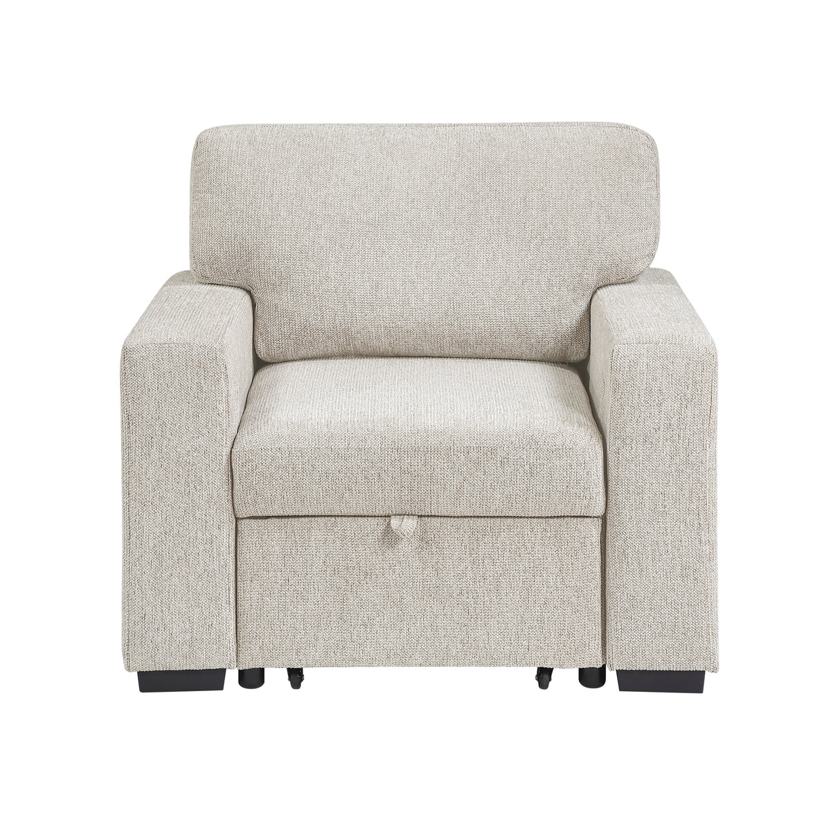 Alcove Silver Chair With Pull-out Ottoman Arms With Shelves And Charging Ports