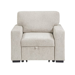 Alcove Silver Chair With Pull-out Ottoman Arms With Shelves And Charging Ports