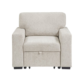Alcove Silver Chair With Pull-out Ottoman Arms With Shelves And Charging Ports