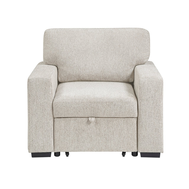 Alcove Silver Chair With Pull-out Ottoman Arms With Shelves And Charging Ports