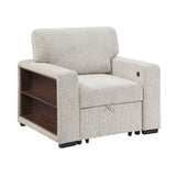 Alcove Silver Chair With Pull-out Ottoman Arms With Shelves And Charging Ports