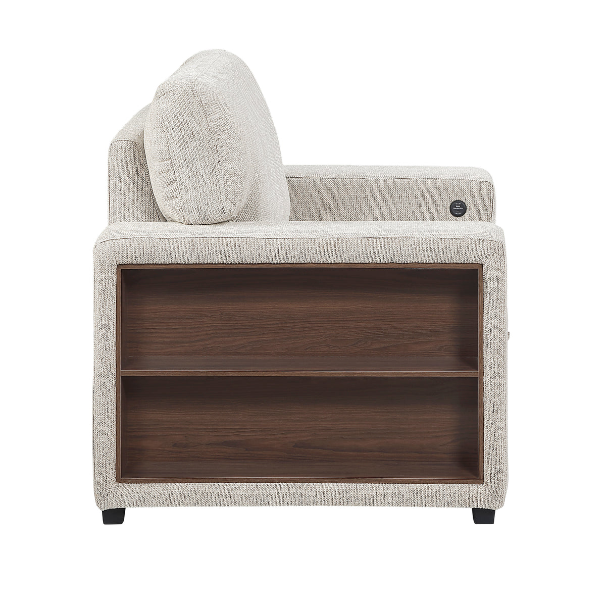 Alcove Silver Chair With Pull-out Ottoman Arms With Shelves And Charging Ports