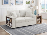 Alcove Silver Convertible Loveseat With Pull-out Bed Arms With Shelves And Charging Ports