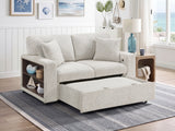 Alcove Silver Convertible Loveseat With Pull-out Bed Arms With Shelves And Charging Ports