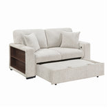 Alcove Silver Convertible Loveseat With Pull-out Bed Arms With Shelves And Charging Ports