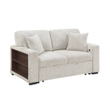 Alcove Silver Convertible Loveseat With Pull-out Bed Arms With Shelves And Charging Ports