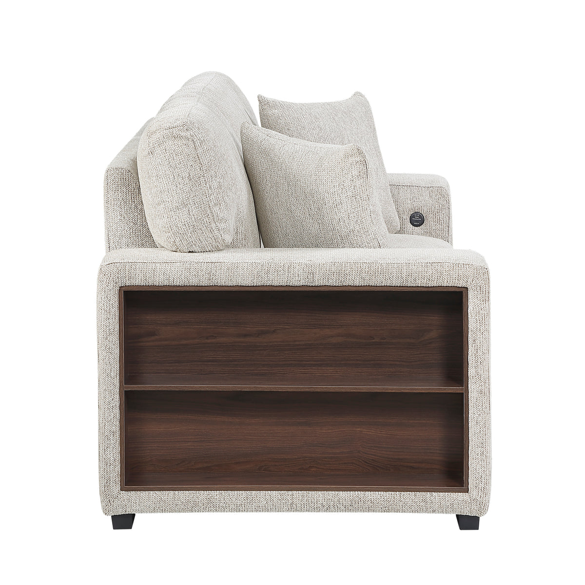 Alcove Silver Convertible Loveseat With Pull-out Bed Arms With Shelves And Charging Ports