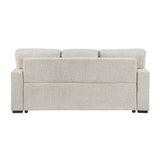 Alcove Silver Sofa With Pull-out Bed Center Drop-down Cup Holders Arms With Shelves And Charging Ports