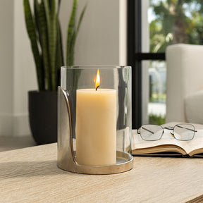 Wilson Grove Silver/Clear Metal Base Hurricane Pillar Holder