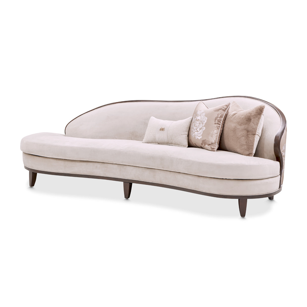 Camellia Field Warm Pecan/Porcini Asymmetrical Velvet Sofa