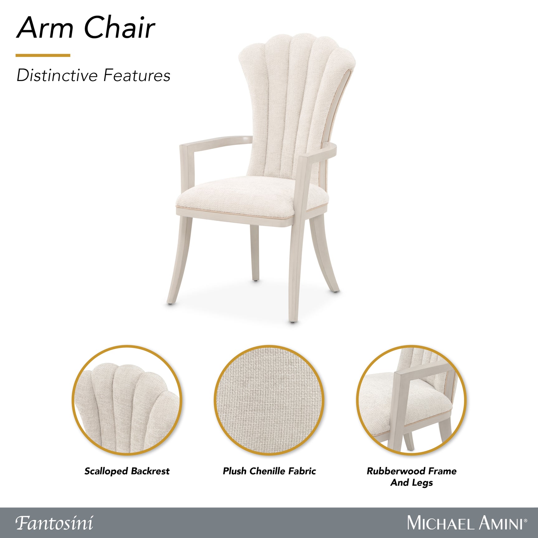 Fantosini Silver Mist/Cappuccino Dining Arm Chair