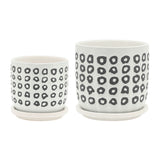 Hickman Black Aztec Planters with Saucer (Set of 2)