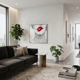 Cole White Hand Painted Lip Bite Wall Art