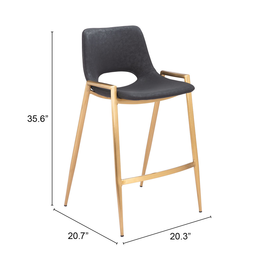 Desi Black & Gold Counter Stool (Set of 2)