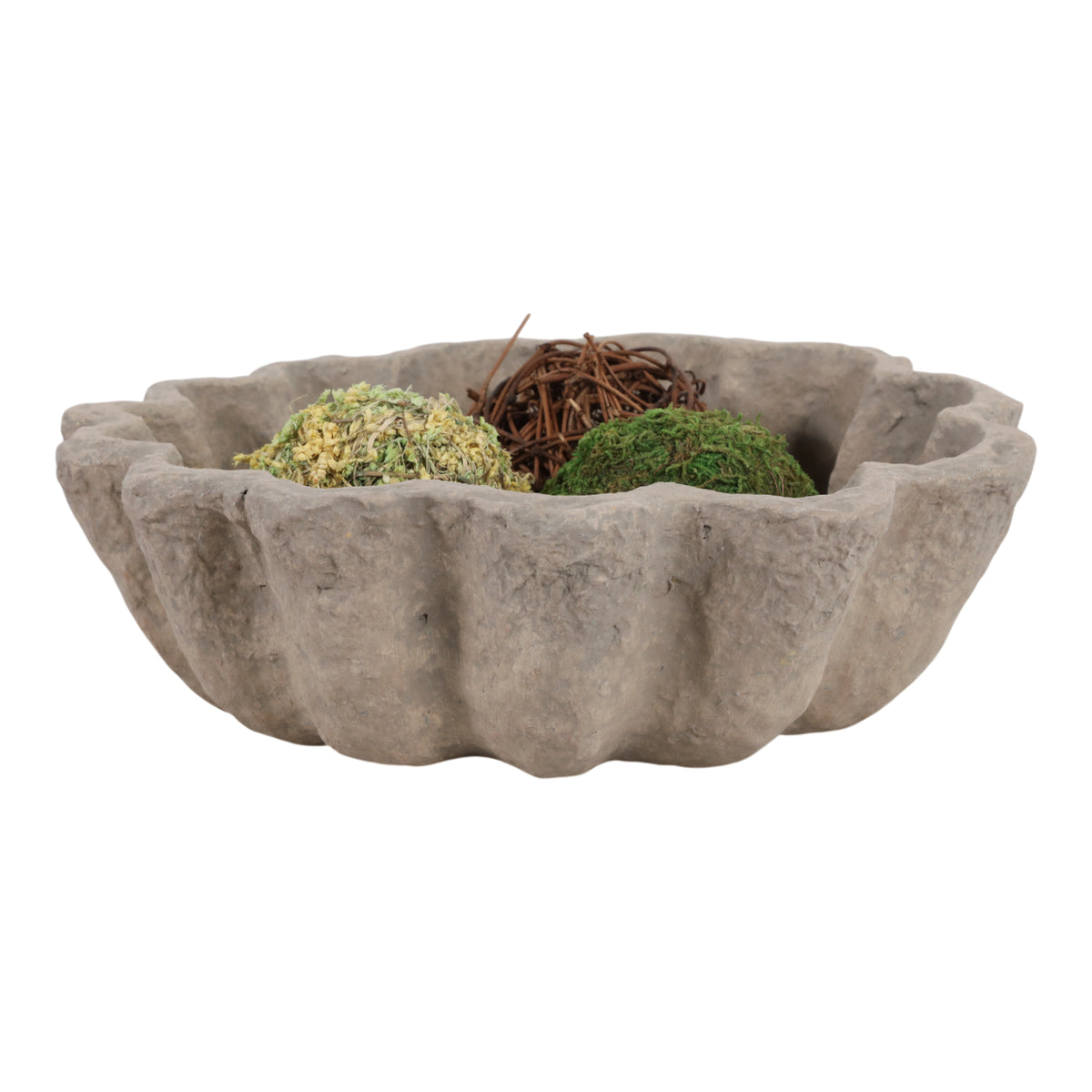 Ragtown Taupe Fluted Paper Mache Bowl