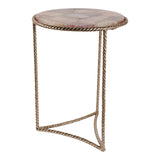 Declez Brown Onyx Quartz Twisted Leg Side Table