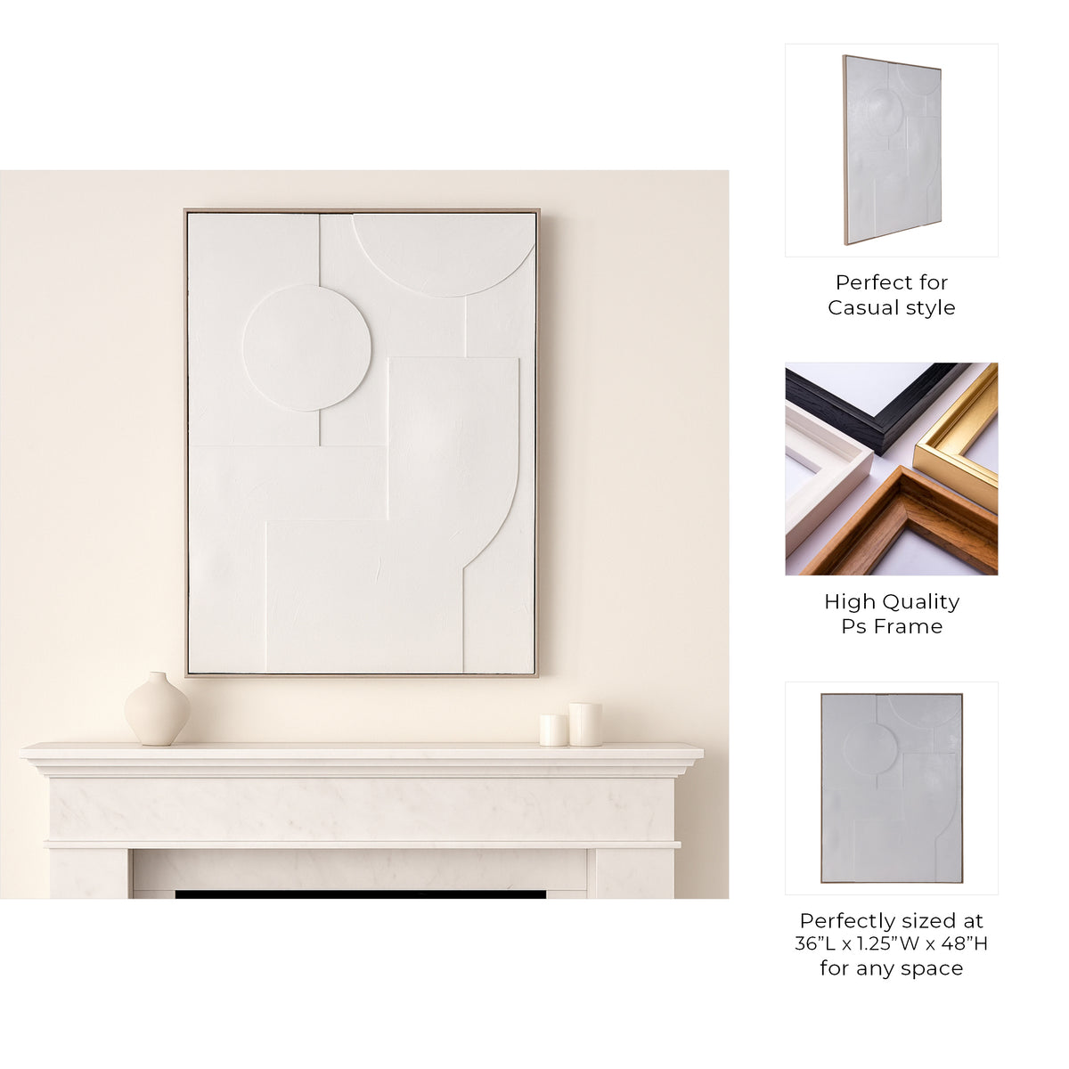 Jastro White Geometric 3-Dimensional Wall Art