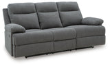 Tarrant Charcoal Reclining Sofa with Drop Down Table
