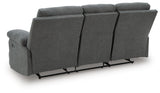 Tarrant Charcoal Reclining Sofa with Drop Down Table