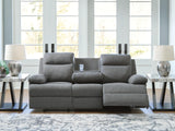 Tarrant Charcoal Reclining Sofa with Drop Down Table