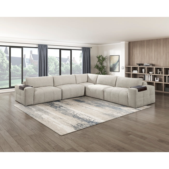 Tidal Beige Left Side Chair With One Arm
