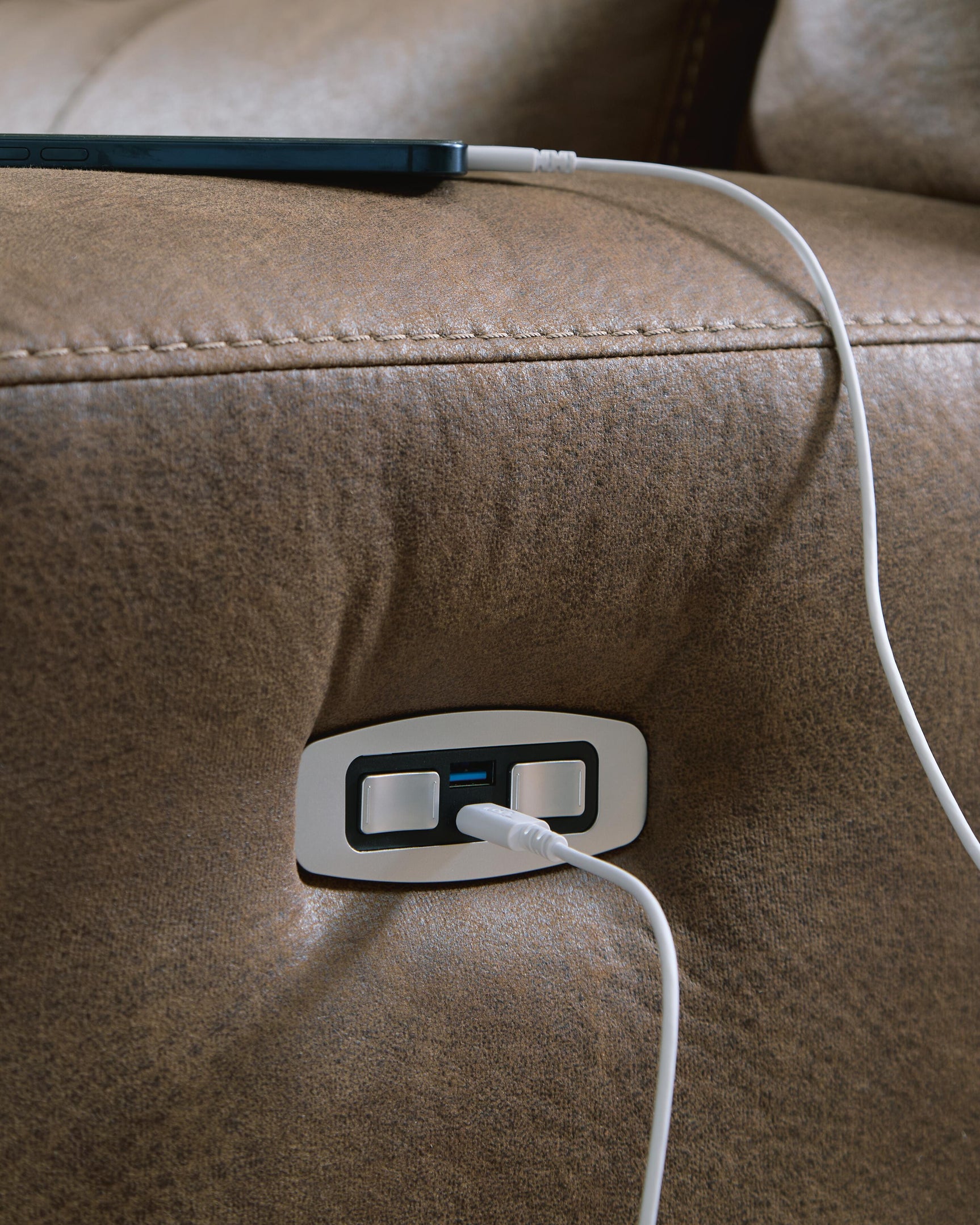 Time-Piece Earth Power Reclining Loveseat with Console