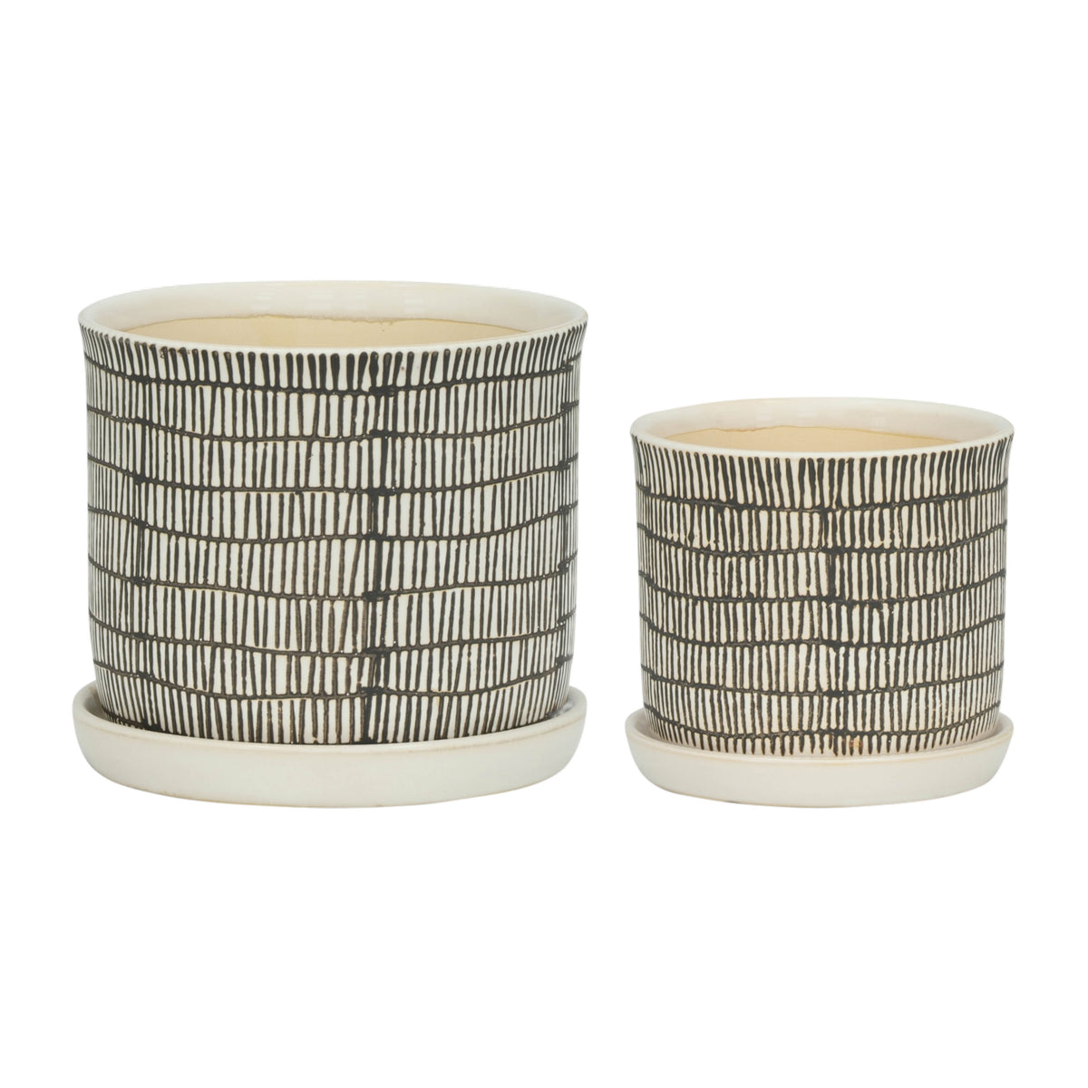 Gridley Beige Ceramic Planters with Saucer (Set of 2) - 14807-03