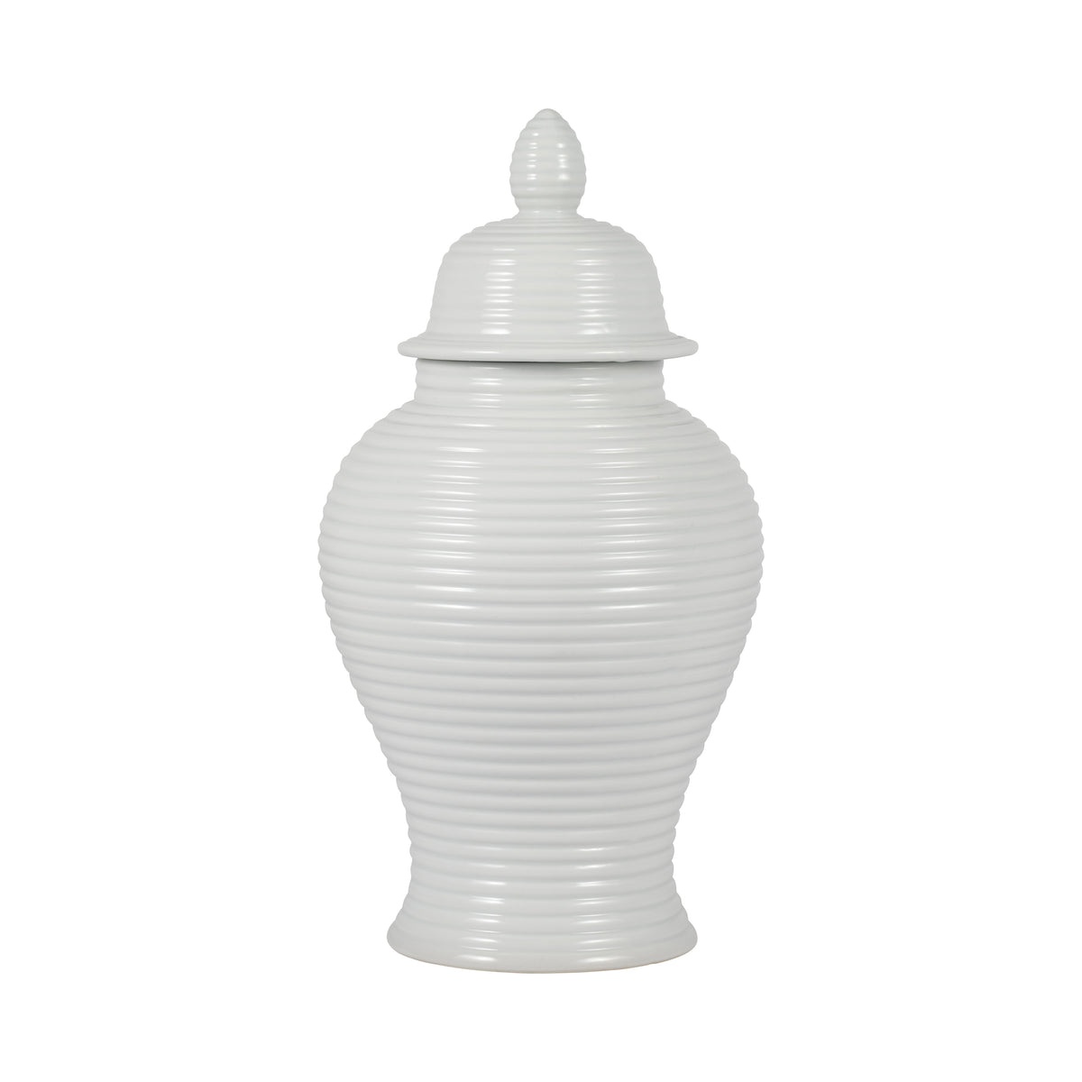 Clydecross White Ceramic Ribbed Temple Jar