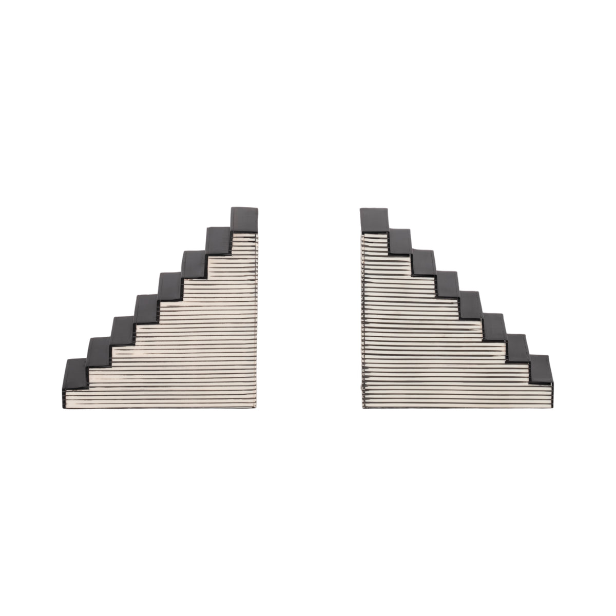 Ockenden Black/White Striped Steps Bookends (Set of 2)