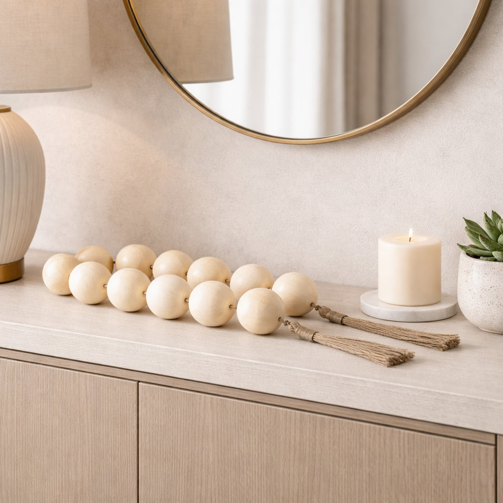 Palmerhaven Ivory Swirled Resin Beaded Garland