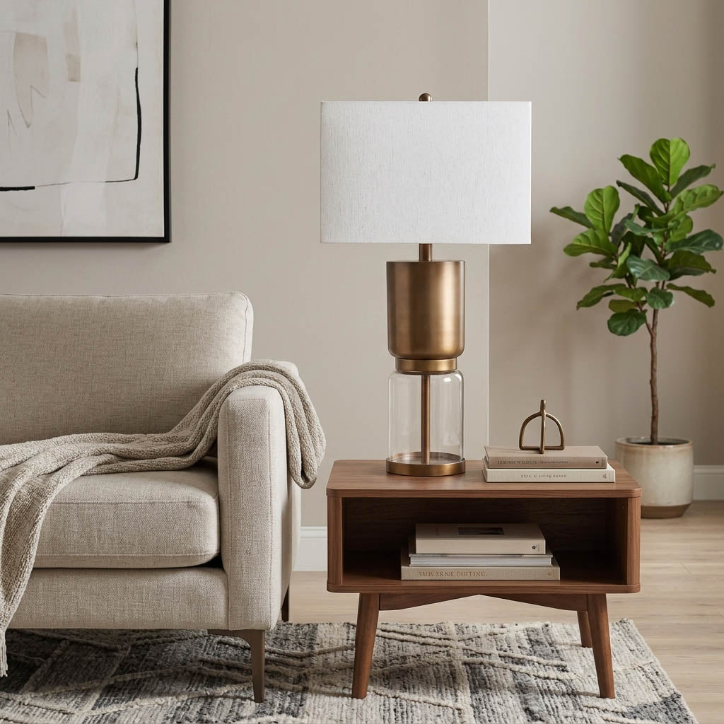 Caltonholm Brown/Clear/Ivory Lamp