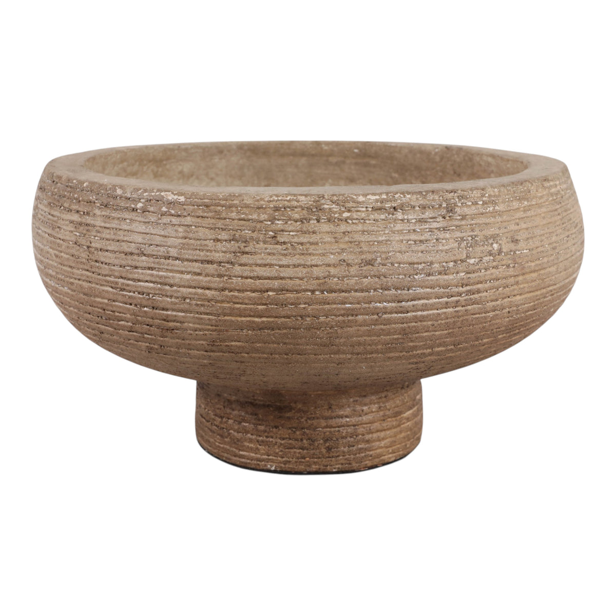Sablon Antique Cream Terracotta Etched Bowl on Stand