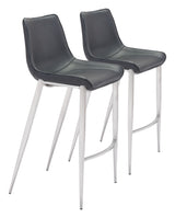 Magnus Black & Silver Barstool (Set of 2)
