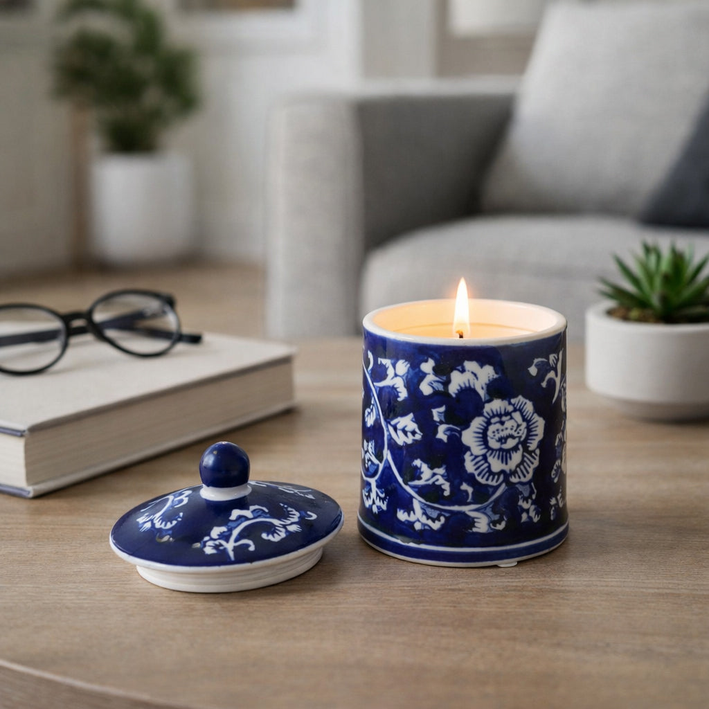 Parkfield Blue/White Ceramic Chinoiserie Scntd Candle