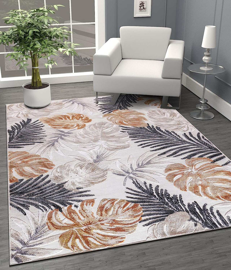 Spring Yellow Leaf Tropical Botanical Non-Shedding Indoor/Outdoor Area Rugs - Ornate Home