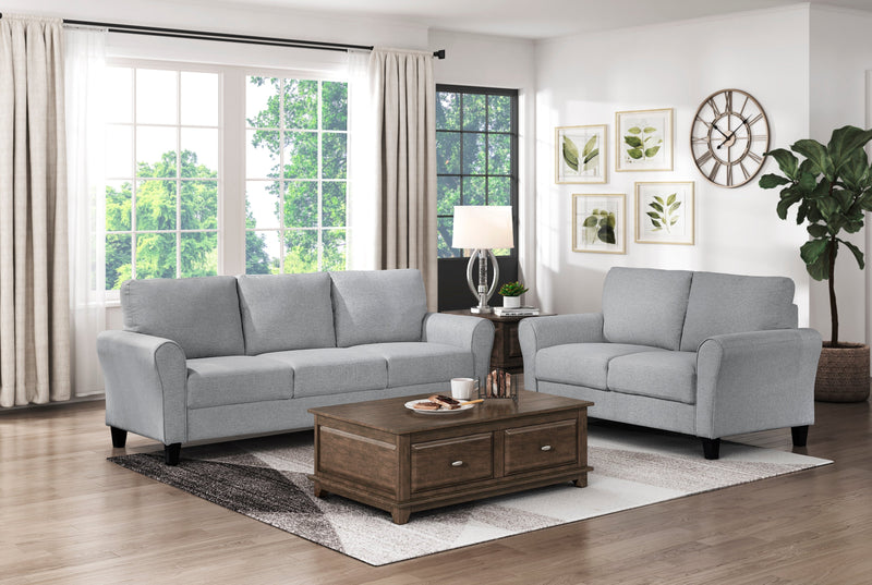 Ellery Dark Gray Textured Fabric Sofa - Ornate Home