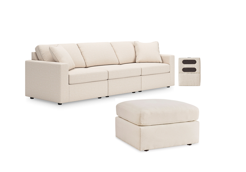 Modmax Oyster 4-Piece Sectional incl. Storage Console w/ Audio System and Ottoman - Ornate Home