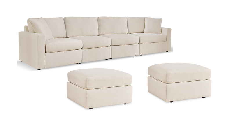 Modmax Oyster 4-Piece Sectional and 2 Oversized Accent Ottomans - Ornate Home