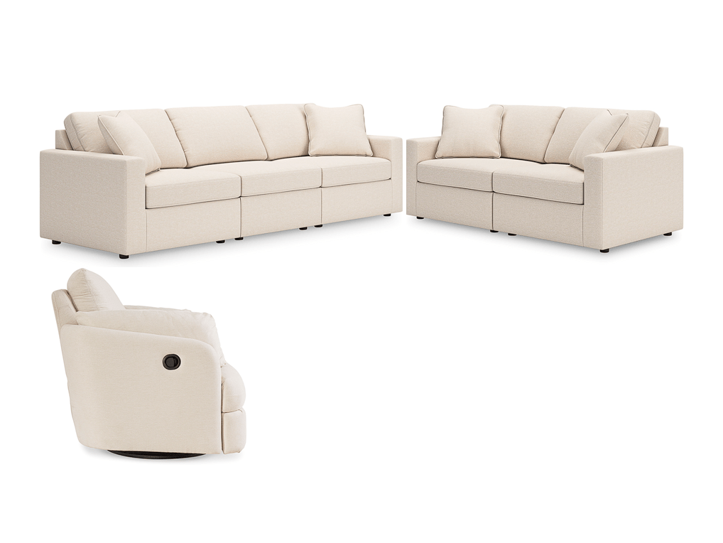 Modmax Oyster 3-Piece Sectional Sofa, 2-Piece Sectional Loveseat and Swivel Glider Recliner - Ornate Home