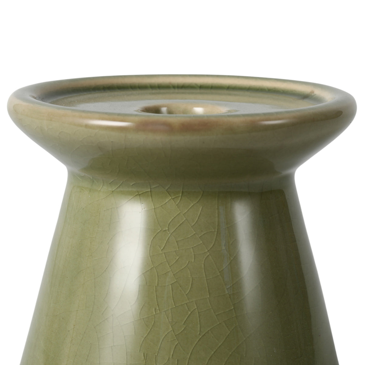 Hobergs Green Small Crackle Modern Taper and Pillar Holder