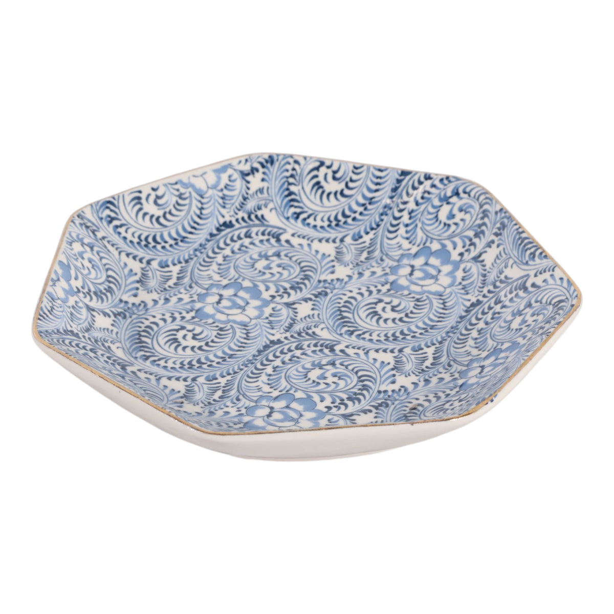 Asylum Blue/White/Gold Decorative Chinoiserie Plate