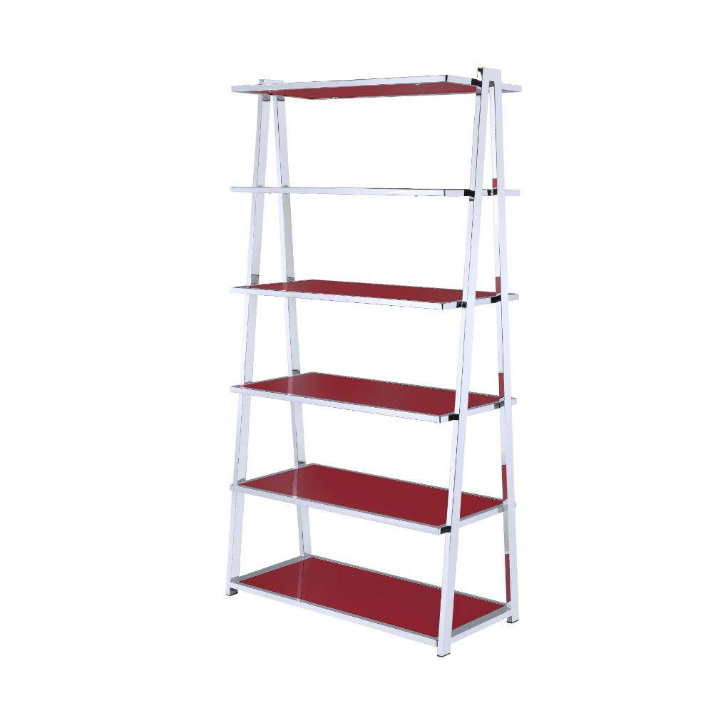 Coleen Red/Chrome Bookshelf
