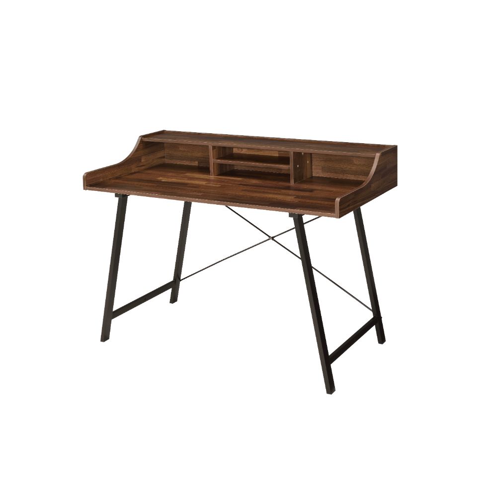 Sange Walnut/Black Writing Desk w/ USB