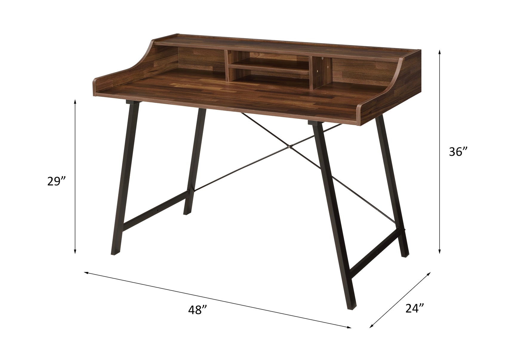 Sange Walnut/Black Writing Desk w/ USB