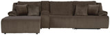 Top Tier Chocolate 4-Piece Reclining Sectional with LAF Chaise