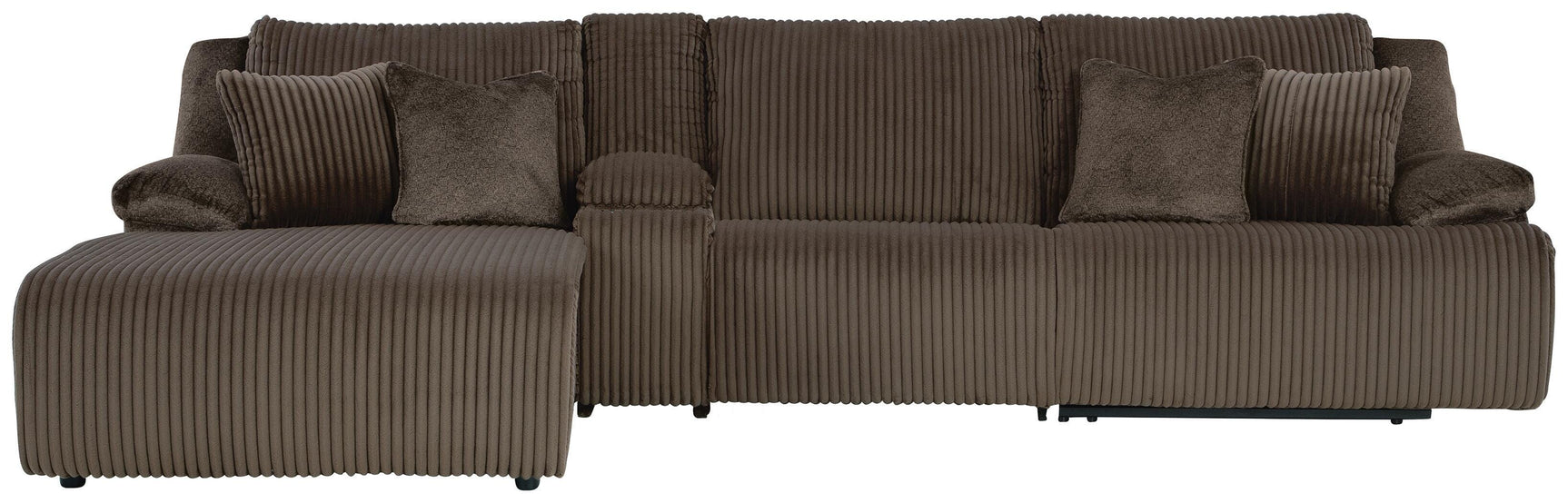 Top Tier Chocolate 4-Piece Reclining Sectional with LAF Chaise