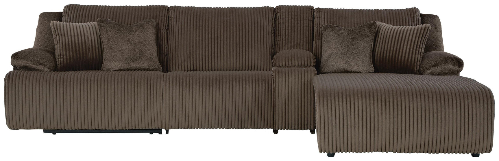 Top Tier Chocolate 4-Piece Reclining Sectional with RAF Chaise