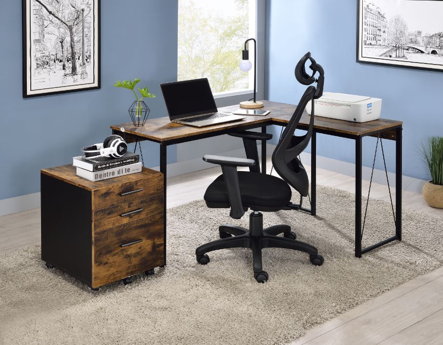 Zetri Weathered Oak/Black Writing Desk