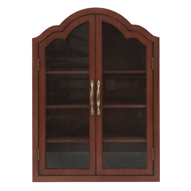 Chino Hills Brown Wall Cabinet with Glass Doors