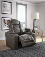 HyllMont Gray PWR Recliner w/ ADJ Headrest - Ornate Home